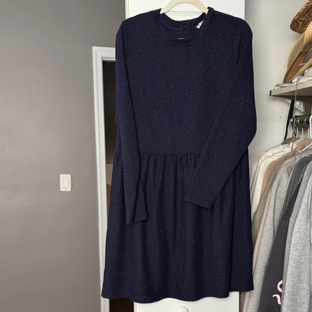 LOFT Navy Speckled Knit Dress